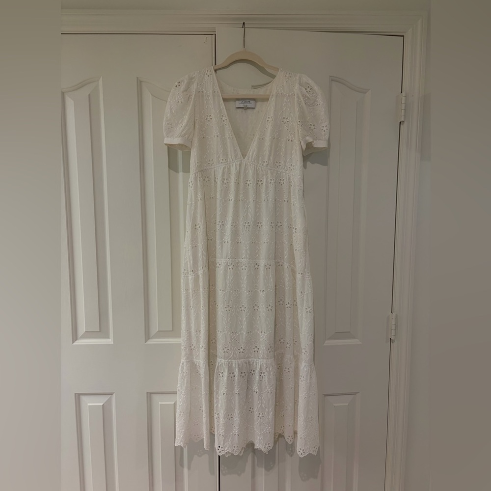La Ligne White Eyelet Maxi Dress
